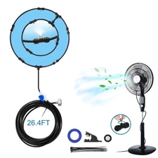 Outdoor Fan Misting System Kit 26.4FT with 8 Nozzles, Water Fan Misters for C...