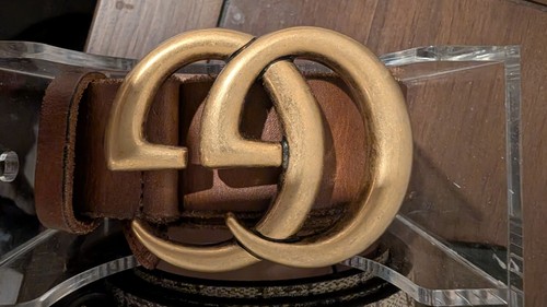 Authentic Gucci Brown Leather GG Belt Men's Size 40