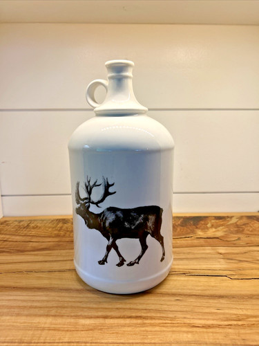 Creative Co-op White Porcelain Jug W/ Black Caribou Cabin Decor