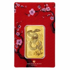 2025 1 oz Gold Bar - Perth Mint Lunar Snake (In Assay) 5435.05 per troy oz