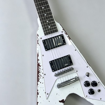 Custom FV James Hetfield  FUK IT  Relic White Electric Guitar HH Pickups Ship US