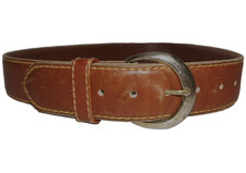 80's Vintage ARTISAN CRAFTED Cedar Brown Leather 1.75" Wide Belt 38"