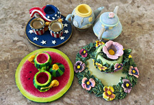 Miniature Tea Set Lot 10pc Tray Teapot Cups