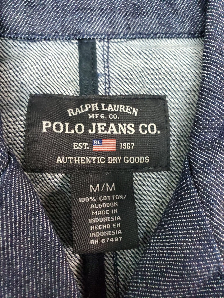 Blazer Ralph Lauren Polo Jeans Company Para Mujer M Azul Enjuagado Denim con Cinturón Foto 3 de 4