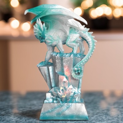10''H LED Dragon on Icicle Figurine Ornament Home Decor Unique Gift