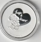 2022 Valentines Peanuts Hugs & Kisses Snoopy 1 Troy Oz. .999 Fine Silver Round