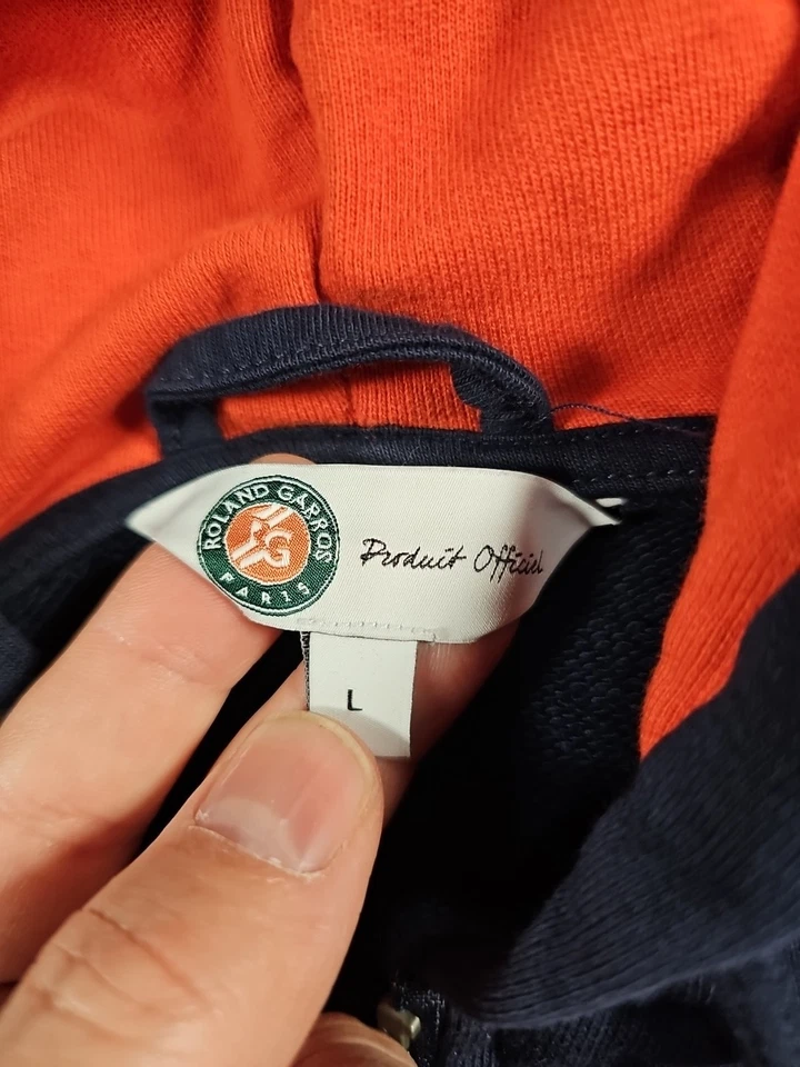 Мужская большая куртка с капюшоном Roland Garros теннисная с открытыми синими оранжевыми карманами - Изображение 4 из 4