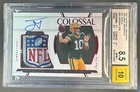Jordan Love 2021 National Treasures Colossal Shield Patch Auto 1/1 BGS 8.5/10