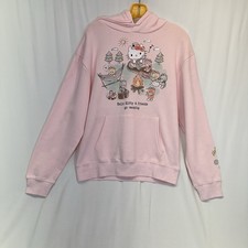 Hello Kitty Sanrio NWT Pink Pullover Hoodie Sweatshirt Women  s M Camping