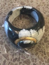 Ring Edelsteinring Schneeflocken Obsidian Unikat Idar Oberstein Größe 57