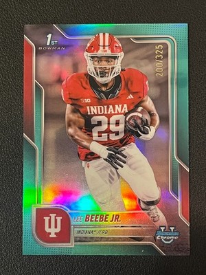 Lee Beebe Jr 2025 Bowman Chrome University 1st Aqua Refractor /325 Indiana