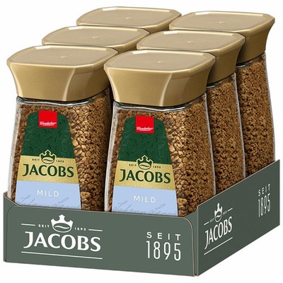 Jacobs Mild, Löslicher Kaffee, Instantkaffee, Löskaffee, Glas, 6 x 200 g