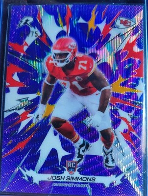 2025 Topps Resurgence Josh Simmons (RC) Purple Power Surge 61/75 KC Chiefs