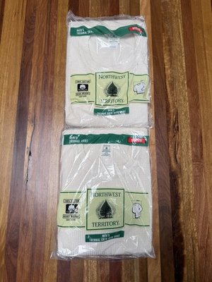 #ad VTG Lot Of 2 Kmart Northwest Territory Thermal Cotton Waffle Knit Shirts Size M $39.99