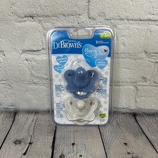 Dr Brown's Happy Paci 0-6m Silicone Baby Pacifiers New 2 Pack BLUE/WHITE