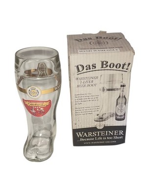 Warsteiner Beer Das Boot 1 Liter German Glass Boot Mug Stein New In Box 9.5''