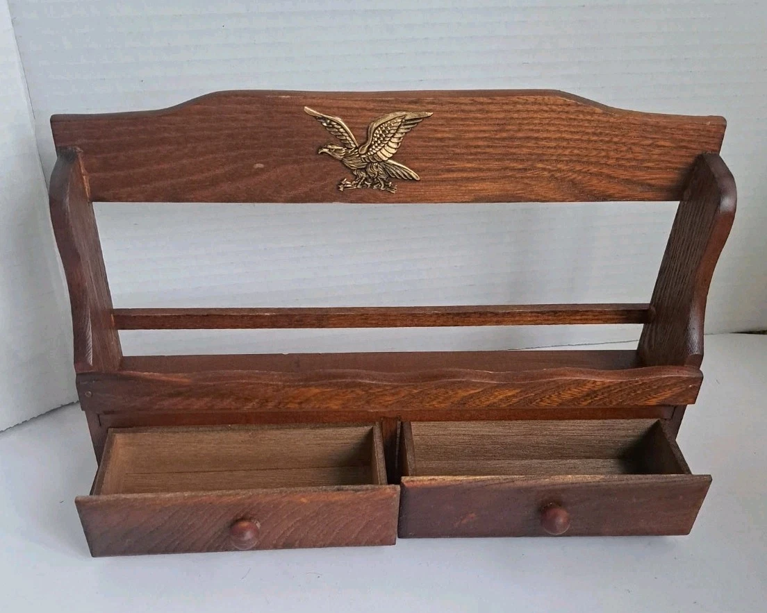 Vintage Artwood Wooden Spice Rack w/Eagle Accent & Glass Jars Boxed NOS
Opens in a new window or tab
