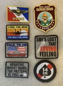 Top Gun & Outside Lands Morale Patch Set, 7 Embroidered Hook & Loop Badges