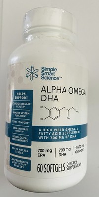 Simple Smart Science Alpha Omega DHA - Supplement 60 Caps Exp 5/26