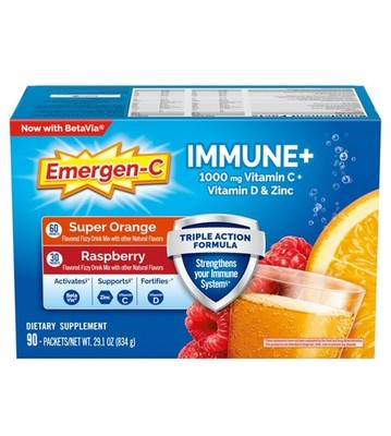 Emergen C Immune + Triple Action Vitamin C Powder 1,000 mg, 90 ct.