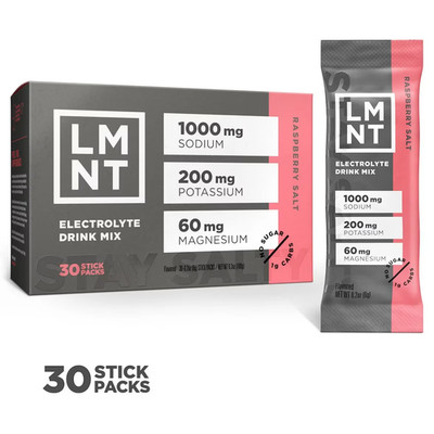 LMNT Zero-Sugar Electrolytes Raspberry  Salt 30 Packs Exp 01/2027