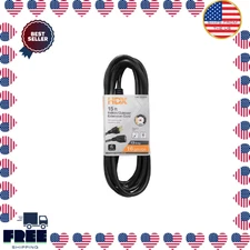 15ft. 16/3 Light Duty Indoor Outdoor Extension Cord Black Waterproof Molded Plug