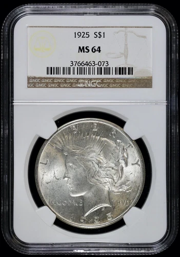 1925-P $1 Peace Silver Dollar NGC MS 64 | Uncirculated UNC BU