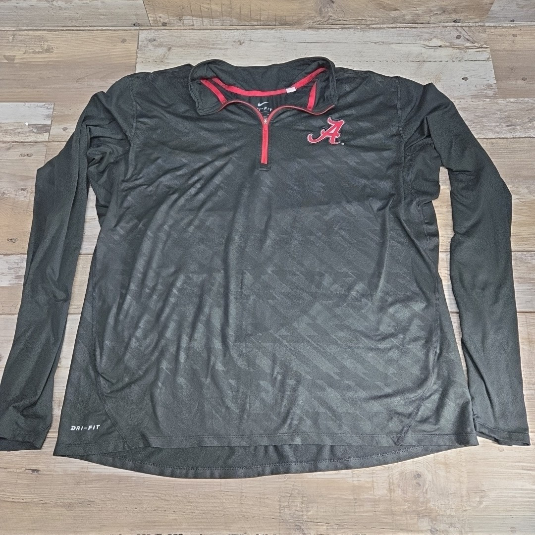 Alabama Crimson Tide Nike Dri Fit Size Mens Size M 1/4 Zip Jacket XL Black