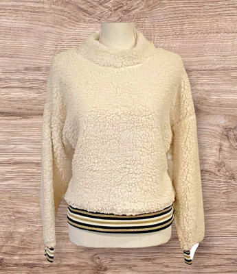 Nanette Lepore Play ''Snow Bunny'' Mock Neck Sherpa Fleece Pullover-Women's S-NWT