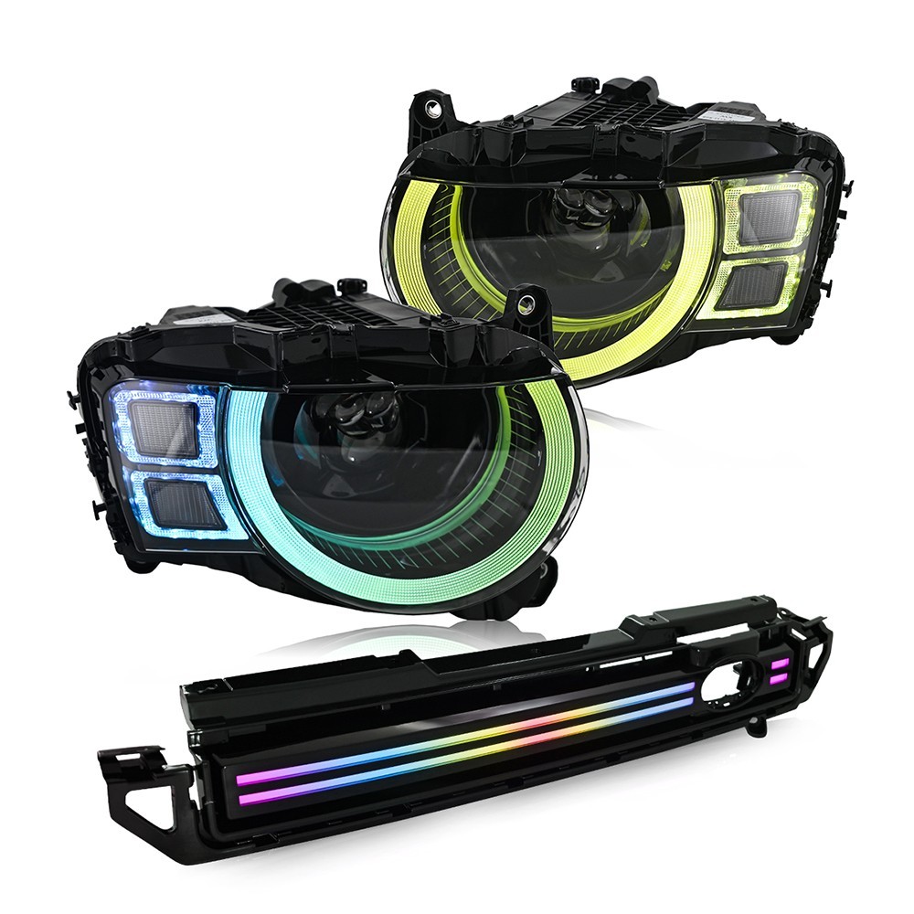 3x Led Headlights For Land Rover Defender 90 110 130 2020-2025 RGB