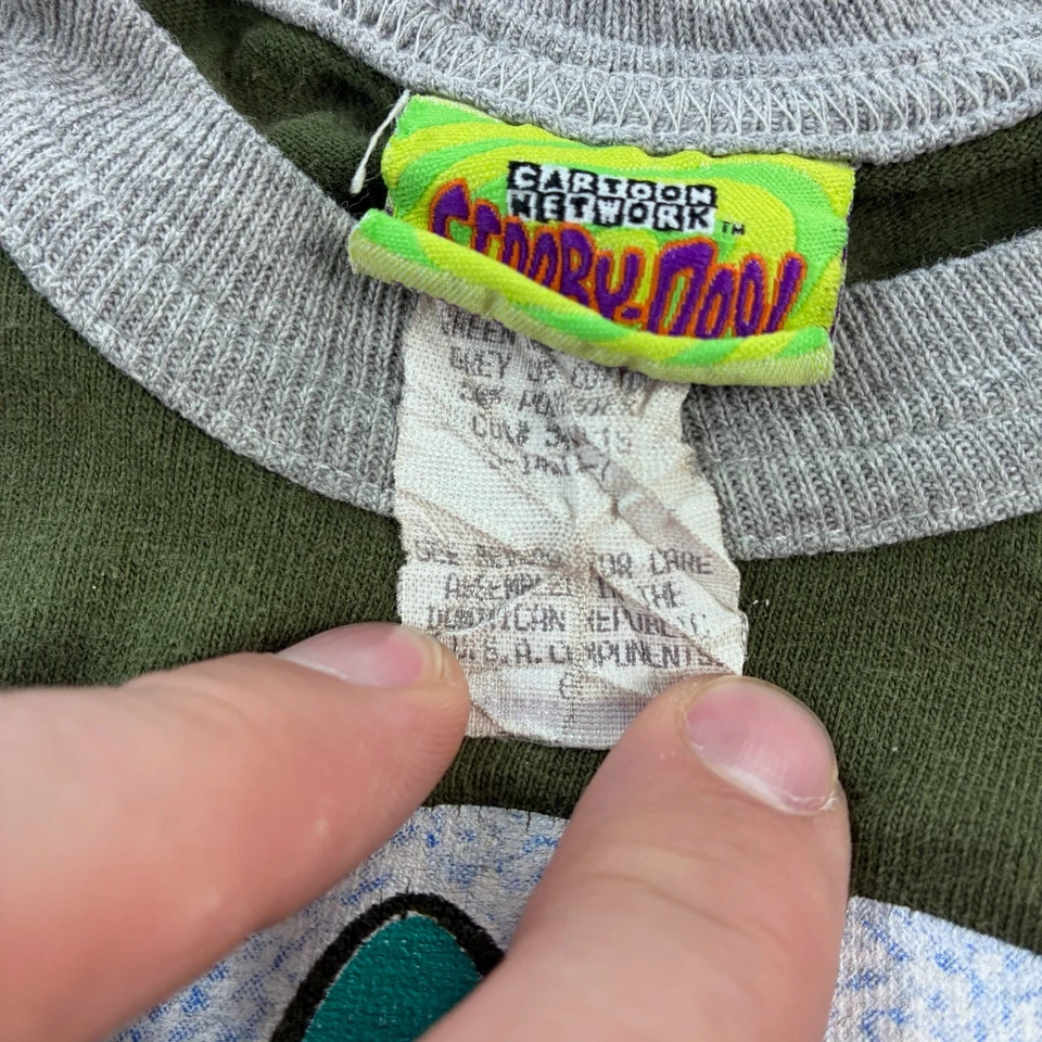 Vintage Y2K Scooby-Doo Shirt Youth Small Green Cartoon Network Baseball Sports - Image 3 of 4
