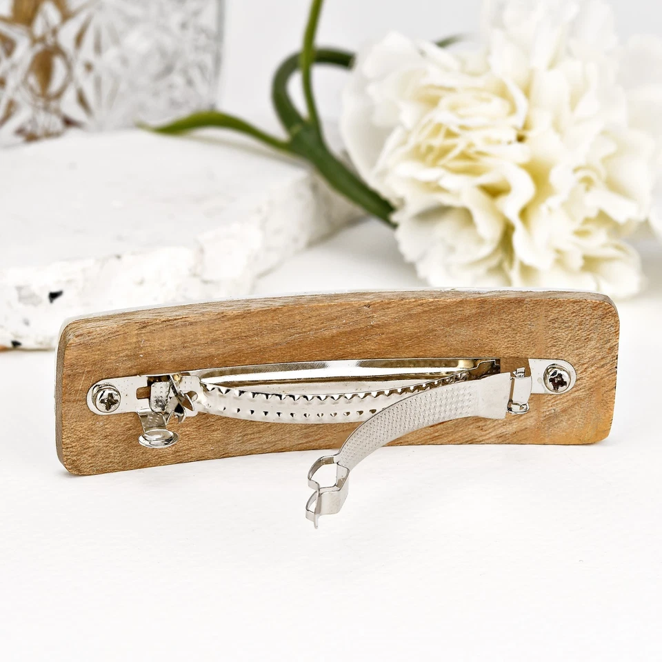 Brillante Iridiscencia Mosaico Blanco Madreperla Shell Clip de Pelo Foto 4 de 4