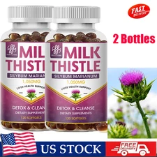 2 Pack Milk Thistle 1050mg Liver Support 120pcs Cleanse Detox Repair Health