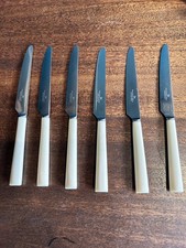 6 x Vintage Walker&Hall Sheffield Faux Bone Handle Stainless Dinner Knives 7.5"