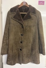Baileys of Glastonbury Womens Sheepskin Brown Coat Jacket Marlboro Style Size 14
