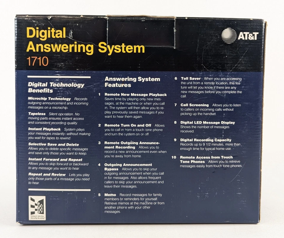 AT&T 1710 Digital Telephone Answering Machine Vintage Tapeless Message System - Image 2 of 4