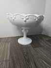 Vintage 7.5" Indiana Milk Glass White Teardrop Pedestal Fruit Bowl