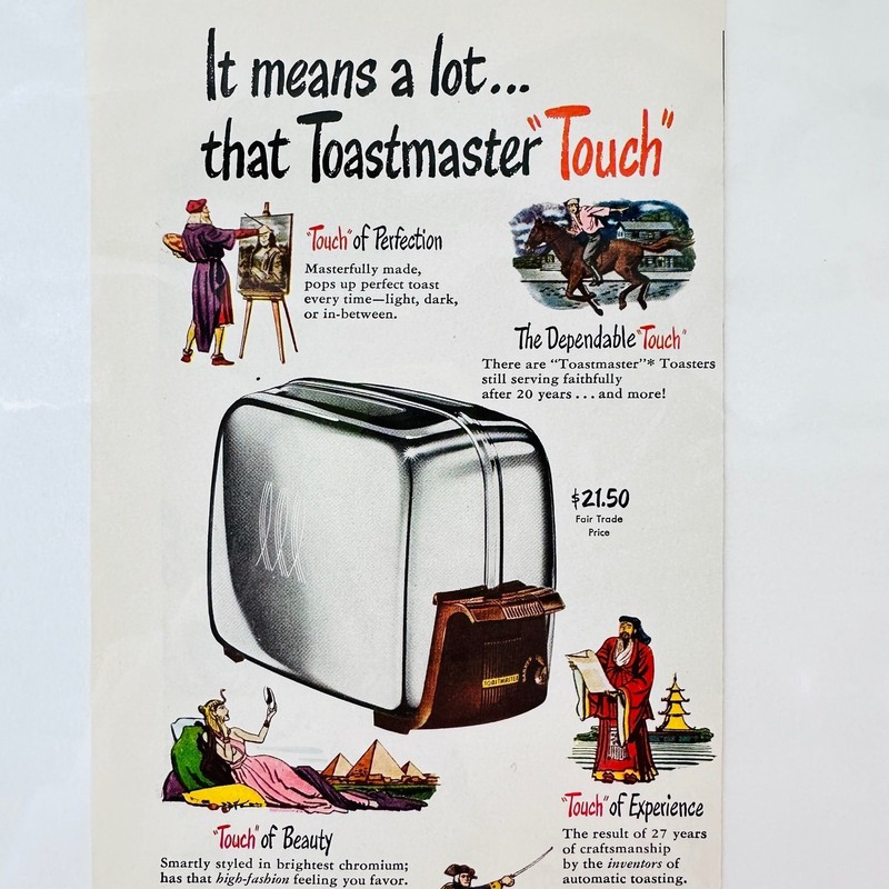 1949 Toastmaster Silver Chrome Toaster - Original Retro PRINT AD