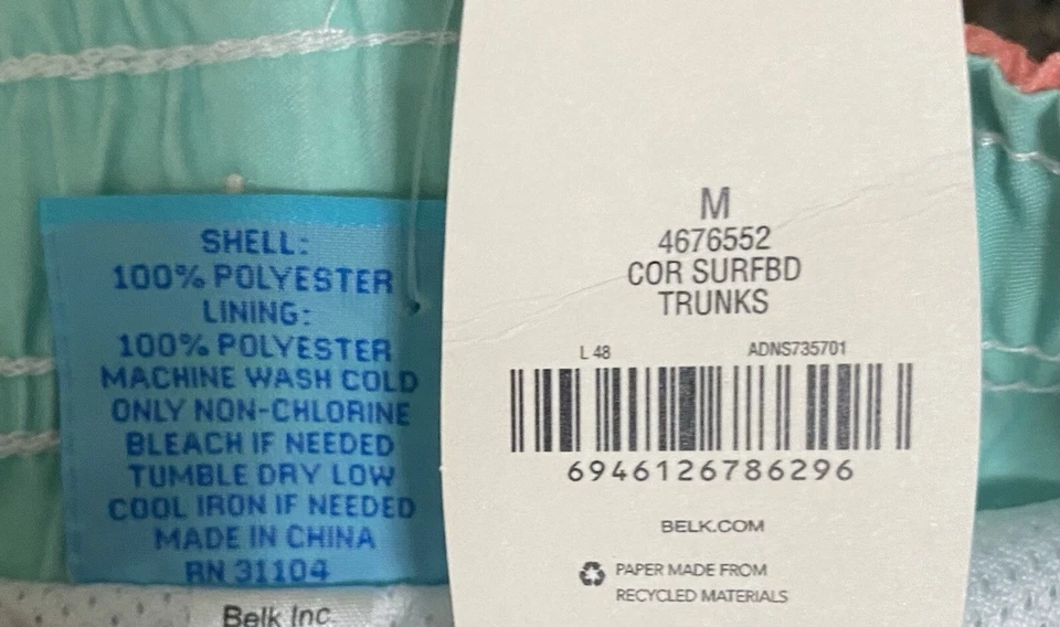 Pantalones Cortos de Natación J Caqui Azul/Verde/Blanco Tabla de Surf Poliéster Talla Mediana Foto 4 de 4