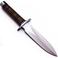 Pugnale coltello da caccia tattico acciaio D2Tool manico pelle impilato fatto a mano HEK