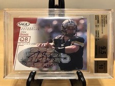 DREW BREES ROOKIE AUTO CARD 2001 SAGE AUTOGRAPHS GRADED BGS 9.5 GEM MINT SAINTS