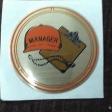 lot of 26 MANAGER trophy parts brown clipboard red cap mylar 2" diameter