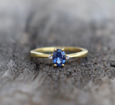 Blue Sapphire Promise Ring   925 Sterling Silver   Gift for Wife Jewelry