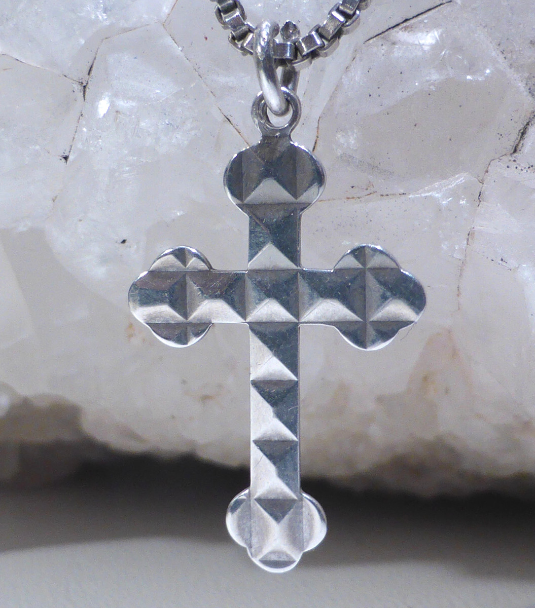 Solid Silver Cross Pendant Necklace Box Chain 39.… - image 9