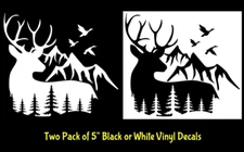 Buck Geese Ducks Mountain Two Pack of 5" Vinyl Decal Car Truck Tablet Laptop