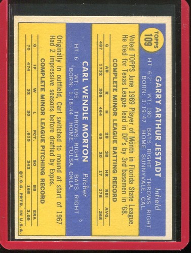 1970 Topps Baseball # 109 Expos Rookies NM+ Near Mint Plus - Picture 2 of 2