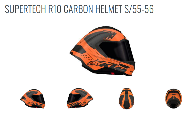 KTM Supertech R10 Hemet Orange and Carbon New Alpinestars Size