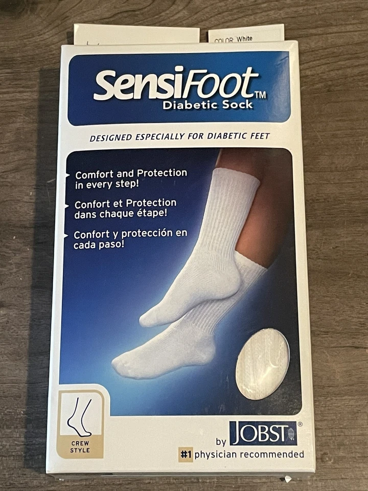 Meia JOBST Sensifoot™ Diabetic White Crew CT tamanho LG 110838 - 1 par (NOVO) - Imagem 2 de 4