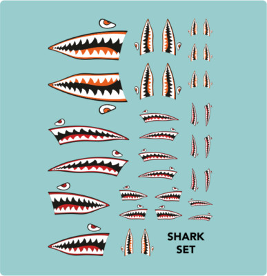 Waterslide Decal 1:64 - 1:32 - 34tlg. Racing Slotcar Shark Hai - Flugmodelle