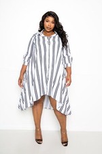 Stripe Shirt Dress Blue White